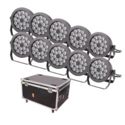 LED Par IP65 RGBW A UV (10x + Flightcase)